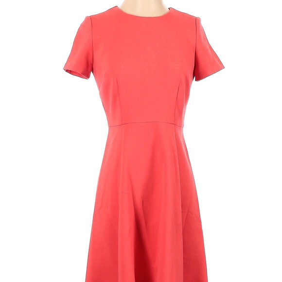EUC Eliza J Ponte fit & flare coral red dress short sleeve casual A-line dress - Picture 1 of 6